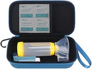 Elonbo Carrying Case for Asthma Inhaler, Inhaler Spacer for Kids and Adults, Masks, Inhaler Holder Asthma Travel Organize Bag, Pocket Fits Medication, Blue.(CASE ONLY! Asthma Inhaler Not Included)