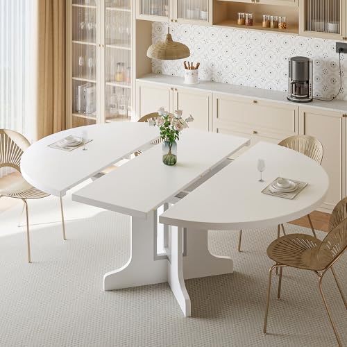 iPormis 59' Round Extendable Dining Table for 4-6,...
