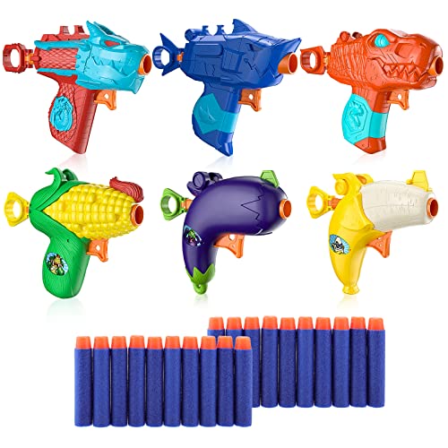 6 Pack Blaster Toy for Boys with 20 Pack Refill Soft Foam Darts for Nerf Party Supplies