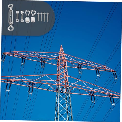 Sosoport tensores ajustables de acero inoxidable con extremos de ojo, resistentes para uso arquitectónico y decorativo con gancho seguro y cable miniatura 4