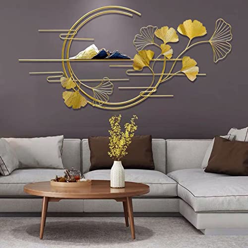 Cuadros Decorativos Salon AOTTSD Decoracion Hojas Metal Pared Dorado, Cuadros Decoracion Salon Dormitorios Modernos Grandes 3D, Adornos Pared...
