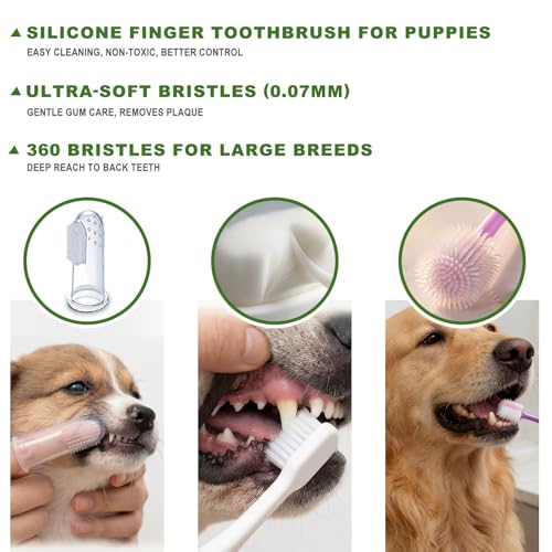 Image of 9-Pack Dog Toothbrush Kit, Triple Head & Double Head Dog Toothbrush, 360 Finger SiliconeToothbrush, Multi-Angle Dental Cleaning Brushes for Cat Oral Health