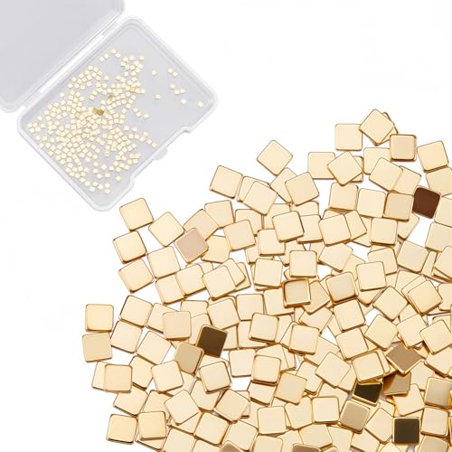 Image of CREATCABIN 500Pcs Real 24K Gold Plated Chip Solder Brass Solder Chips Flux for Jewelry Pre-Cut Tiny Ultra Low Temp Easy Welding Solder Square for DIY Jewelry Making Repair Electronic Soldering 2x2mm