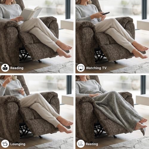 Signature Design by Ashley Manual Rocker Recliner Chair, Chocolate Brown | Supportive 41 in tall backrest, Plush pillow-top arms, 100% polyester fabric, 13 in wall distance, RiverCam - image 9