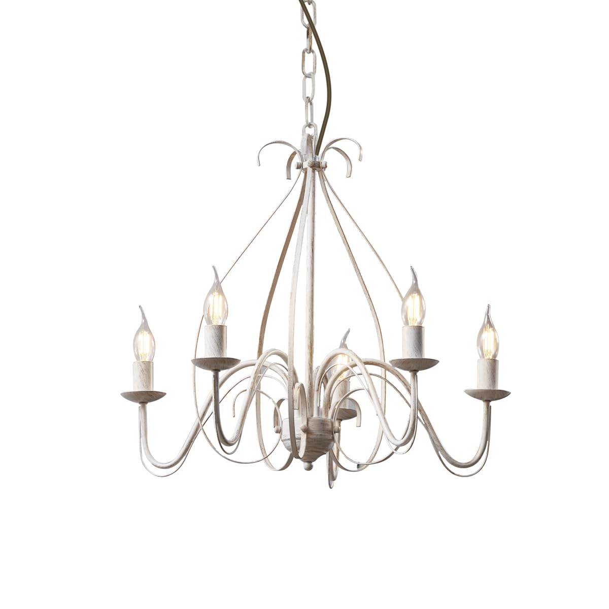 Qazqa giuseppe - Lustre italien - 5 lumière - Ø 600 mm - Crème - Classique/Antique, Rustique - éclairage intérieur - Salon