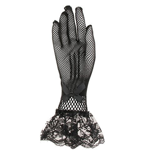 Homyl Rendas Luvas Curtas ópera Casamento Nupcial Festa à Noite Traje Acessório Acessório - Preto
