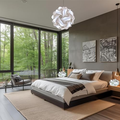 Lampadesign® Set coordinato Lampade Camera da Letto Lampadario Luminoso a sospensione moderno LED soffitto e coppia Lampade comodino tris luci Luce lettura rilassante soft cameretta lampadine E27