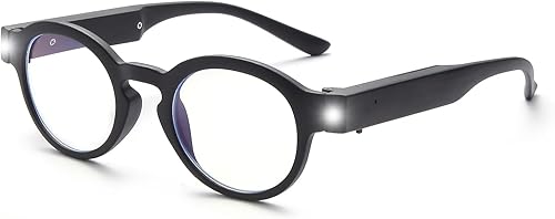 Gafas de lectura con luces para hombres y mujeres, recargables, con bloqueo de luz azul, antifatiga ocular