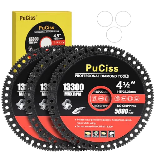 4-1/2 inch Diamond Saw Blades Indestructible Cutting Discs for Angle Grinder 7/8' Blades Cut Off Wheels Tool Metal rebar Porcelain Tile Granite Marble Smooth Cutter (3pcs)