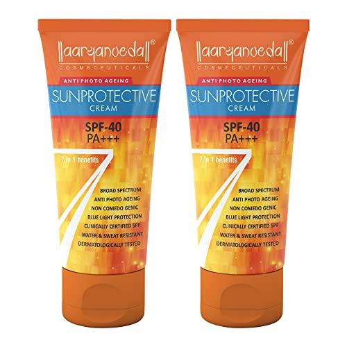Image of Aryanveda Sunprotective Sunscreen Spf 40 PA+++ UV /A&B Protection for Women & Men with All Day Hydration, For Dry & Normal Skin -120 Ml - Pack Of 2 (60 Ml Each)