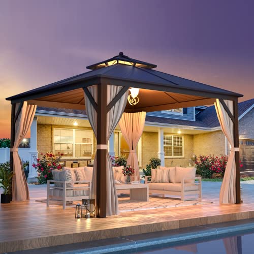 EROMMY-12x12-Hardtop-Gazebo-Galvanized-Steel-Outdoor-Gazebo-Canopy-Double-Vented-Roof-Pergolas-Aluminum-Frame-with-Netting-and-Curtains-for-GardenPatioLawnsParties EROMMY 12×12 Hardtop Gazebo Galvanized Steel Outdoor Gazebo Canopy Double Vented Roof Pergolas Aluminum Frame with Netting and Curtains for GardenPatioLawnsParties