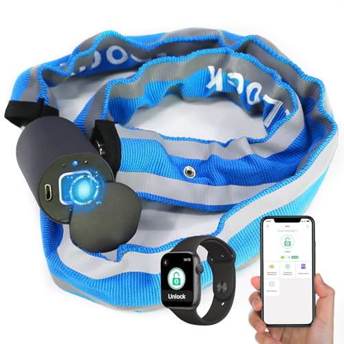 Eseesmart Bike Chain Lock, Fingerprint Bike Locks Heavy Duty Anti Theft, 3.28 Feet Security Bike Locks with APP, Waterproof Smart Cable Lock for Bike, Bicycle, Scooter, Motorcycle, Door, Gate, Fence