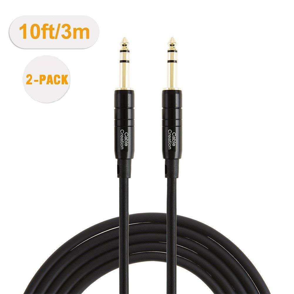 CableCreation 1/4'' TRS Cable 10FT*2, Pro Grade Instrument Guitar Cable,1/4 Inch 6.35mm Balanced Stereo Audio Cord for Bass,Keyboard,AMP,Speaker,Mixer,Studio Monitors,Yamaha Speaker/Receiver