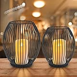 ⭐【Kerzenständer 2er Set】: Bestehend aus zwei ovale Kerzenhalter. Der kleine Kerzenständer hat die Maße 14 x 15.5 cm, der große Kerzenständer die Maße 16 x 18 cm. Dieser windlicht schwarz ist für die meisten Standardkerzen(enthält keine Kerzen).