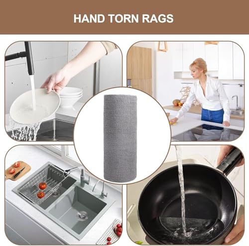 Image of Grey 4Roll Microfiber Cleaning Cloth 80 Sheets 16000+Times Washable&Reusable 10X Cheaper Than Paper Kitchen Towel Soft&Highly Absorbent Tearable Lint-Free,Streak-Free Multipurpose Use for Home