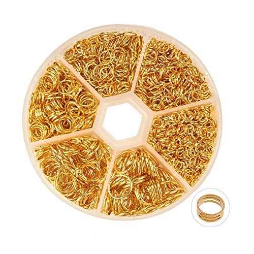 PandaHall Elite About 1745 Pcs Iron Open Jump Rings O Ring Diameter 4mm 5mm 6mm 7mm 8mm 10mm for Jewelry Findings Golden