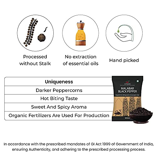 Image of GITAGGED Authentic Malabar Black Pepper whole (Kali Mirch), 100 gm