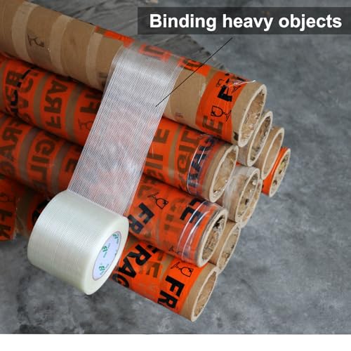 Image of BOMEI PACK Wide Strapping Tape, 4Inch Heavy Duty Reinforced Packing Tape, Fiberglass Filament 60yds 5.5Mil