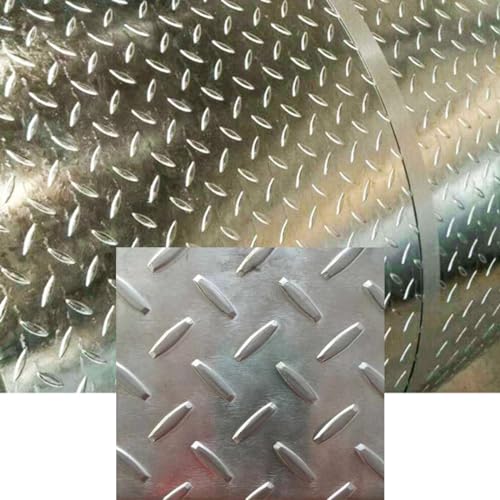 Arkdeffon Aluminum Diamond Plate Sheet Tread Diamond Plate Aluminum Sheet 0.04\" for Skid Plates, Walkways, Ramps, Trucks, Trailer, RV, Campers, Garages, or Gyms (47.2\"x94.5\")