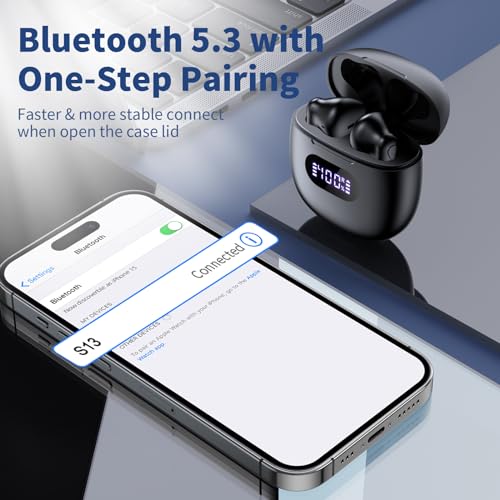 Wireless Earbuds Bluetooth 5.3 Headphones, 48H Long Battery Life LED Power Display Ear Buds, IPX7 Waterproof HiFi Stereo Bass with Built-in Mic for Home Office Sports Earphones - Image 6