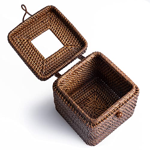 Kolwoven Rattan Square Tissue Box Cover- 5.7 Inch X 5.7 Inch X 5"-Decorative Woven Facial Tissue Holder thumb #2