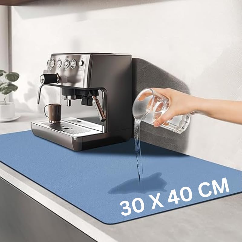 Dish Drying Mat Large – Water Absorbing Mat for Kitchen, Kitchen mat for Drying Utensils, Kitchen Drying Mat for Wet Utensils, Drying Mat for Kitchen Utensils Large (LightBlue, 40 x 30)