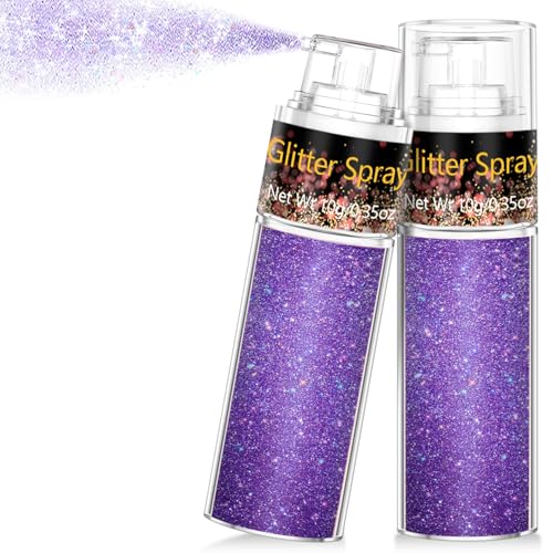 Hair and Body Glitter Spray 1PC Purple Glitter Hairspray Dry Powder Makeup for Clothes Festival Rave Prom Loose Sparkle Powder Holographic Ultra Fine Resin Glitters for Crafts 10g (1PC Purple)