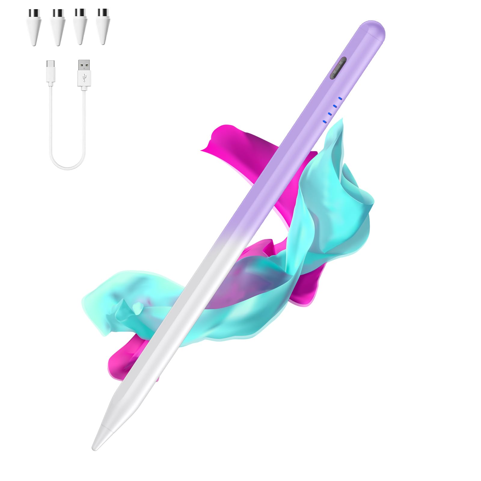 2-in-1-Eingabestift für Touchscreens, hohe Empfindlichkeit und Präzision, iPad-Stift mit 8 zusätzlichen Spitzen, Eingabestift für iPhone, kompatibel mit Allen Touchscreen
