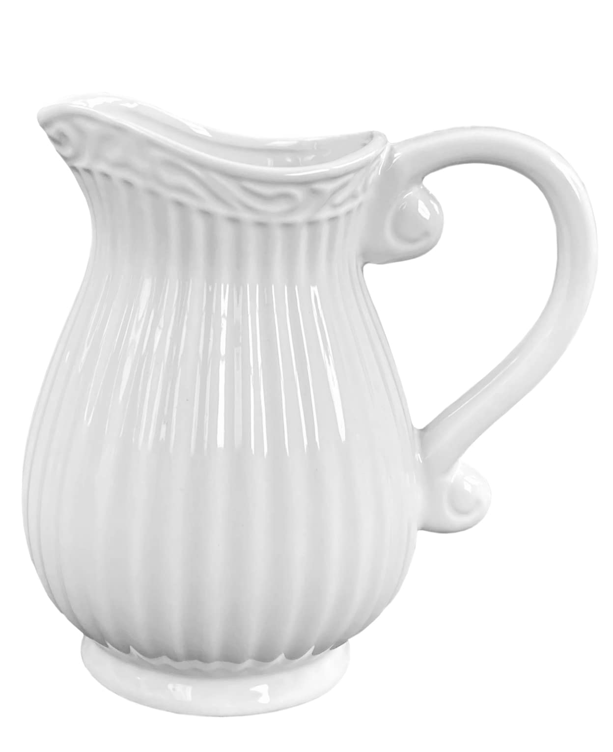 White Ceramic Vase 17cm Pitcher Styles Wedding Table Piece Centrepiece Flower Arranging Home Decor Shiny Gloss Glaze Ornament (White Jug) — image 1