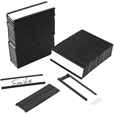 Meetory Etiketten Magnetisch 25mm x 75mm, 30 Stück C-Profil Etikettenträger, Magnetschilder mit Papiereinlage und Schutzfolie, Namensschilder Magnet für Metallregal, Schließfach und Whiteboard Cover