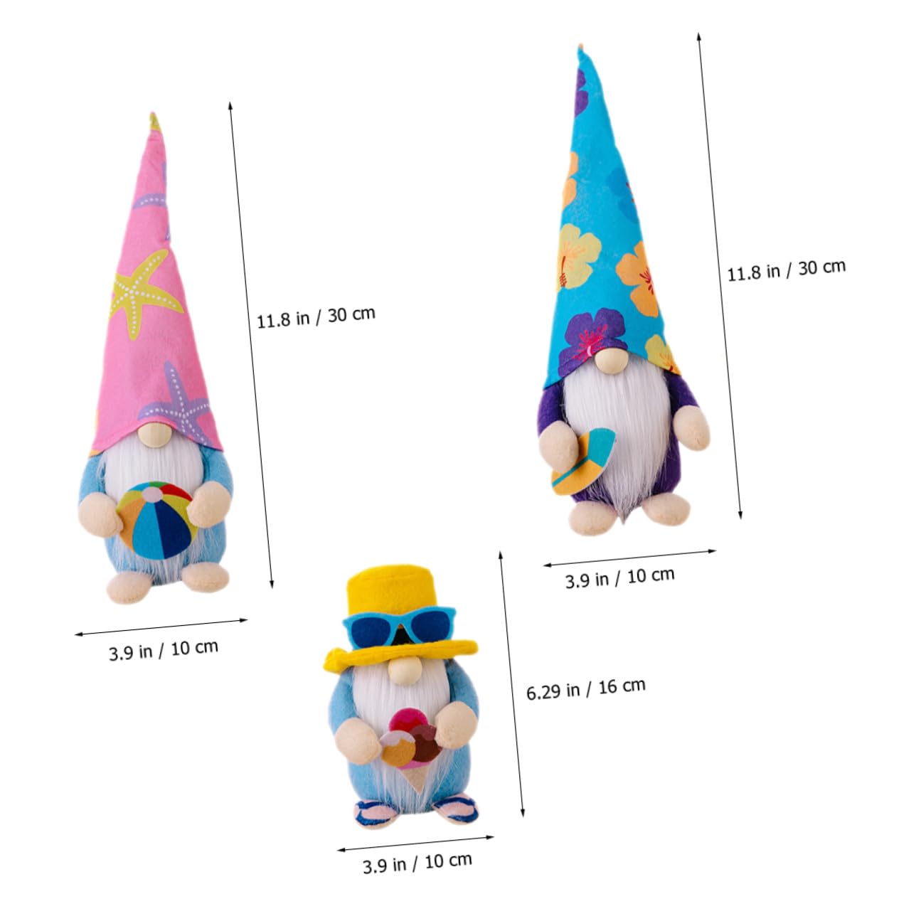 Ornamenti Gnomi di Peluche 3 Pezzi Accessori Spiaggia per Decorazioni Estive di Casa e Spazi Esterni