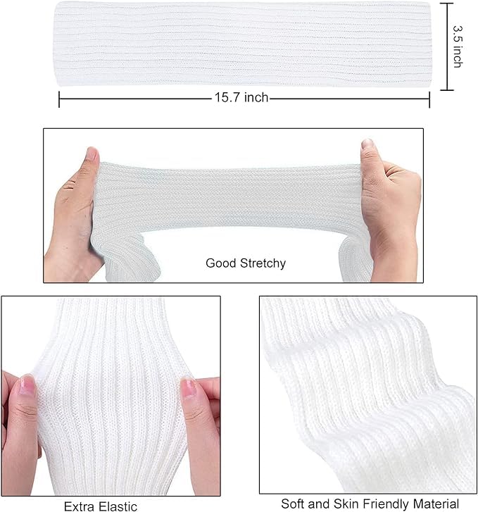 Leg warmers for girls Knitted Stirrup Leg Warmers for women Winter Extra Soft long leg warmers for Yoga Dance (Black+White no hole)4