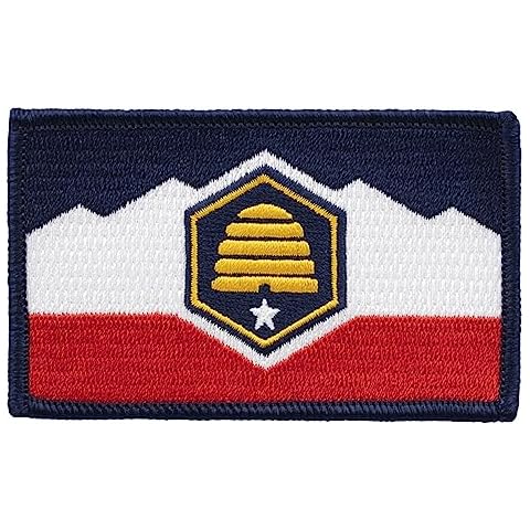 Patchtown Utah State Flag Patch Full Color 3.375" x 2" (Hook-Fastener) Cover