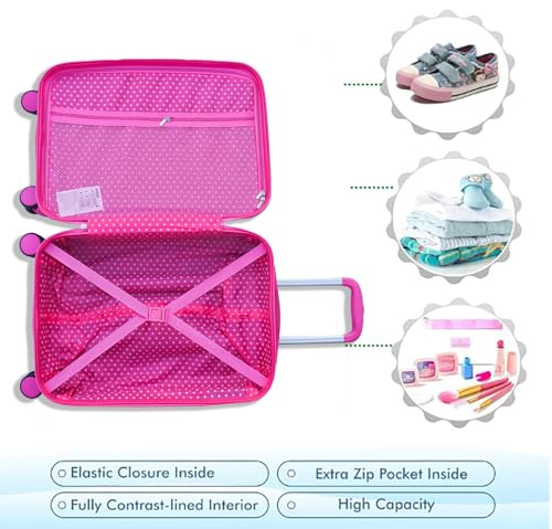 Image of ADSON Abs Kids Trolley 360 Rotating Luggage 360 Degree Wheels Non-Breakable 20 Inch Kids Hardsided Suitcase with 4 Wheels, 360 Degree Wheel Travel Trolley Bag (Design 10)