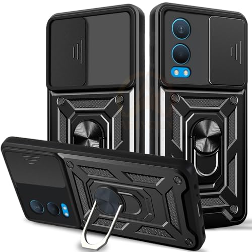 Image of Armor Bumper Back Cover Case for OnePlus Nord CE 4 Lite 5G Rotating Camera Cover, Ring Holder & Kickstand | Heavy Duty & 360 Degree Protection OnePlus Nord CE 4 Lite 5G Back Cover (Black)
