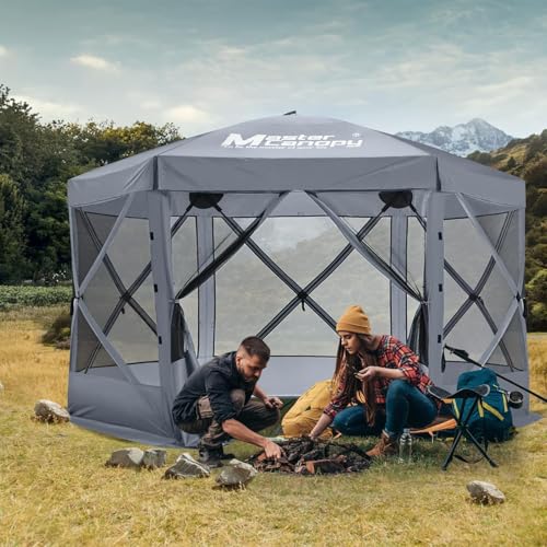 Image of MASTERCANOPY Portable Screen House Room Pop up Gazebo Outdoor Camping Tent with Carry Bag(6x6, White Camouflage)