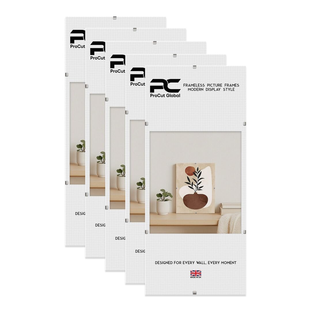 Procut Global 40x20cm Frameless Clip Picture Frames For Photos - Pack of 5 — image 1