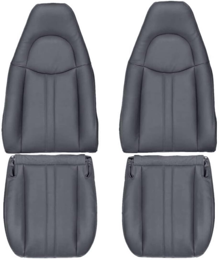 GXARTS Front Driver and Passenger Bottom & Top Replacement Seat Covers Dark Gray Microfiber Leather Fit for Chevy Express GMC Savana Van 2003 2004 2005 2006 2007 2008 2009 2010 2011 2012 2013 2014