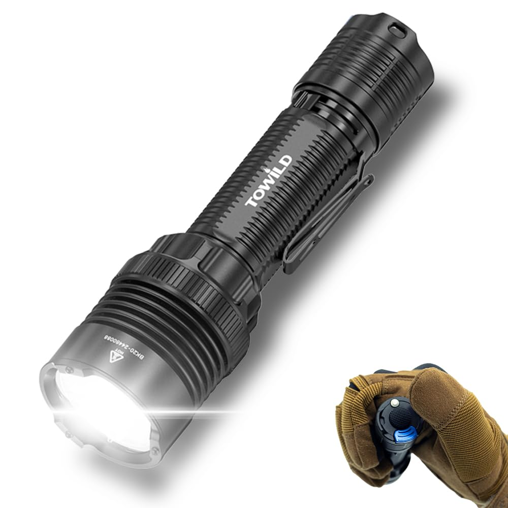 towild BK20 Tactical Flashlight,Bright 5100 High Lumens LED Flashlights,Rechargeable and Waterproof Flashlights,Powerful Handheld Flash Light for