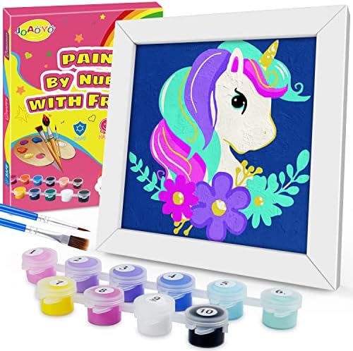 JOAOYO Paint by Numbers for Kids Ages 8-12 Easy Acrylic Paint by Number Kits for Girls Boys Adults with Wooden Frame Oil Painting Kits for Kids Ages 4-8 Perfect for Gift Home Decoration 8X8in(Puprle)