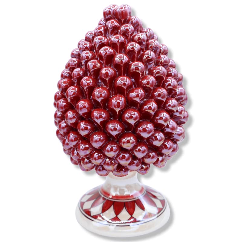Piña de cerámica Caltagirone burdeos adorno cerámico italiano 25cm