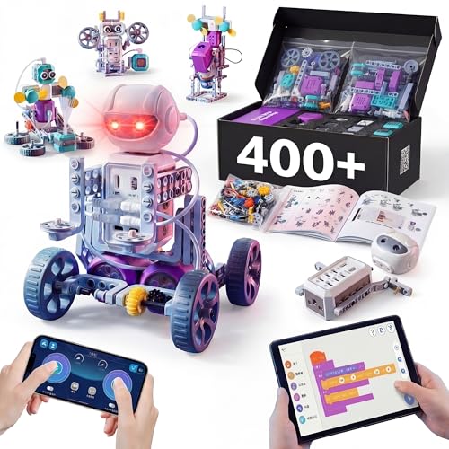 PEENWIN Kit de Robótica Stem programable con Montaje Modular, 402 Experimentos (24 Programación), +490 Combinaciones, App Bluetooth, Manual a Color, Electrónica Educativa, Juguete Stem, Niños 3+