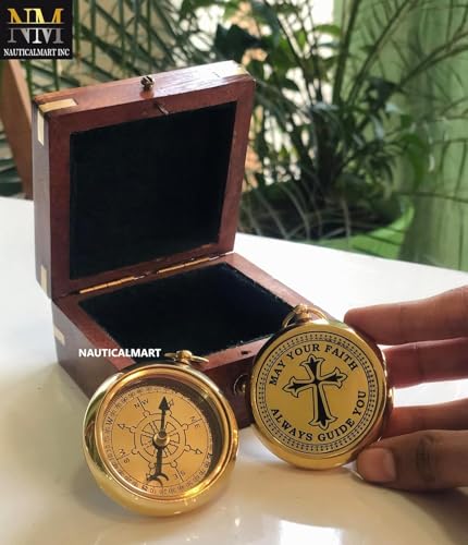 Brújula magnética náutica vintage de latón miniatura 3