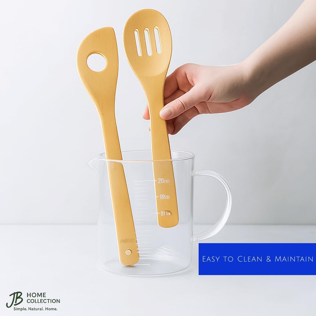 JapanBargain 3670, Set of 5 Bamboo Cooking Spatulas Cooking Fork Cooking Spoon Cooking Turner Kitchen Utensils, 12 inches, 10 Set