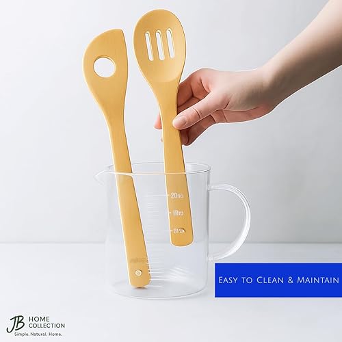 Miniatura 5 de JapanBargain 3670 - Juego de 5 espátulas de cocina de bambú, tenedor de cocina, cuchara de cocina, utensilios de cocina, 12 pulgadas, 2 juegos