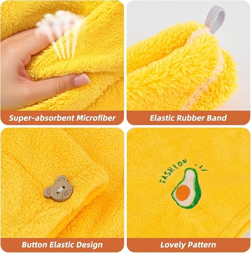 Image of DIVYAM Microfiber Hair Towel Wrap for Women | Quick-Dry Soft Hair Drying Cap with Elastic Loop | Lightweight Magic Head Wrap for Long, Curly & Wet Hair (Blue, Set of 1)