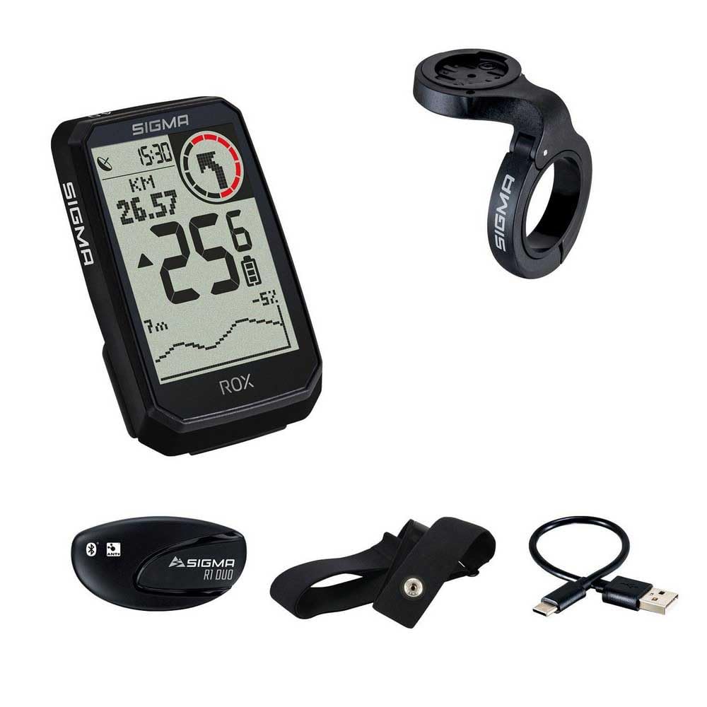 SIGMA ROX 4.0 Endurance Black HR Set |GPS inkl. Herzfrequenzmesser und OVERCLAMP Butler | 41 h Akkulaufzeit | E-Bike kompatibel | 30 Funktionen wie Höhen- Geschwindigkeitsmessung