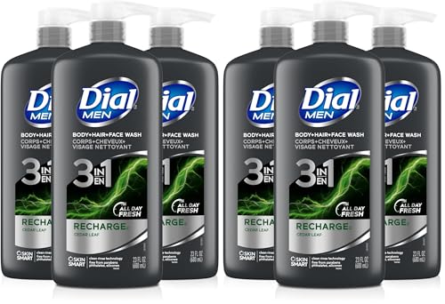Dial Men 3in1 Body,Hair and Face Wash,Recharge, (23 fl oz Bottles),(Pack of 6) - image 1