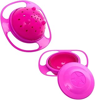 Prato Para Bebe Giratório 360° Prato para Introdução Alimentar Para Bebes Pote Mágico Não Derrama Alimentos Infantil Rosa Tigela Giro Bowl Bebê Menina