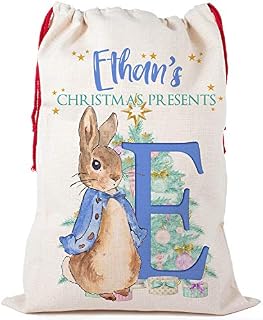 KRAFTYGIFTS Personalised Rabbit Christmas Sack Childrens Boy Xmas Present Stocking NS051 (Large)